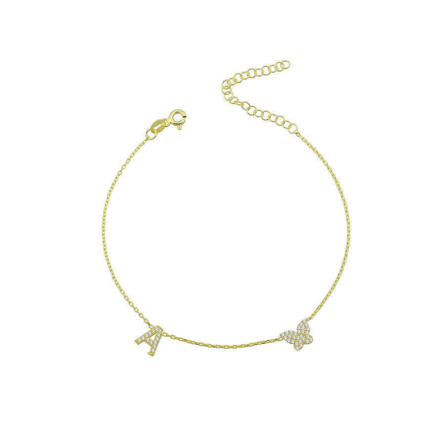 Initial Butterfly Anklet