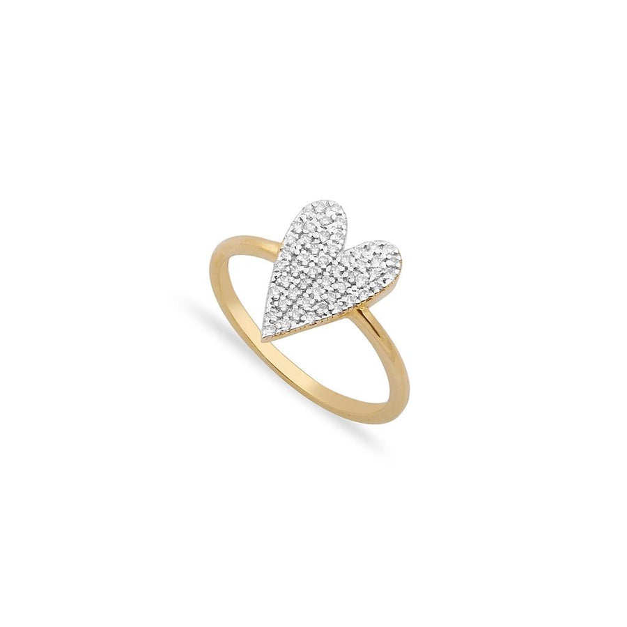 14K Pavé Diamond Heart Ring