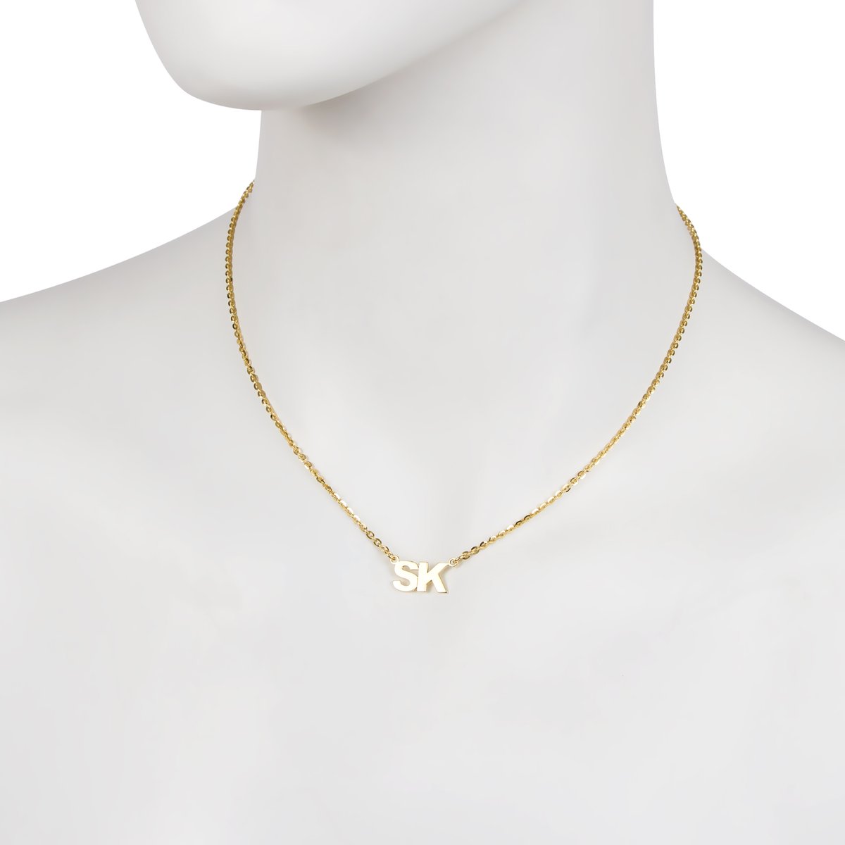 Double Initial Necklace Yellow Gold