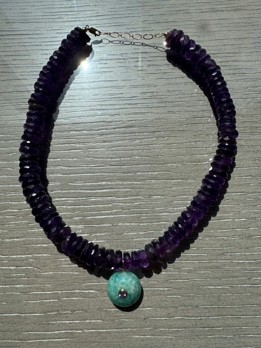 One-of-a-Kind Purple Semiprecious Turquoise Pendant Necklace