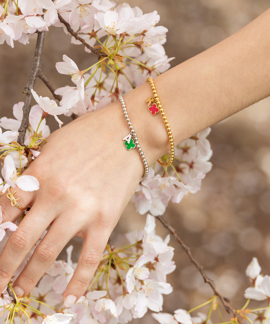 Beaded Initial Clover Bracelet Bracelet - Alex Mika Jewelry