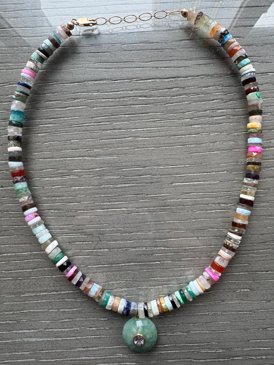 One-of-a-Kind Multicolor Semiprecious Turquoise Pendant Necklace