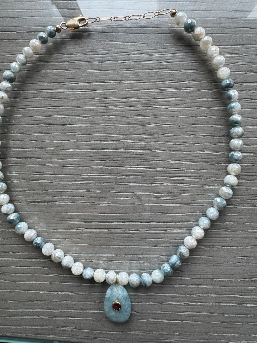 One-of-a-Kind Blue Silverite Oval Larimar Pendant Necklace