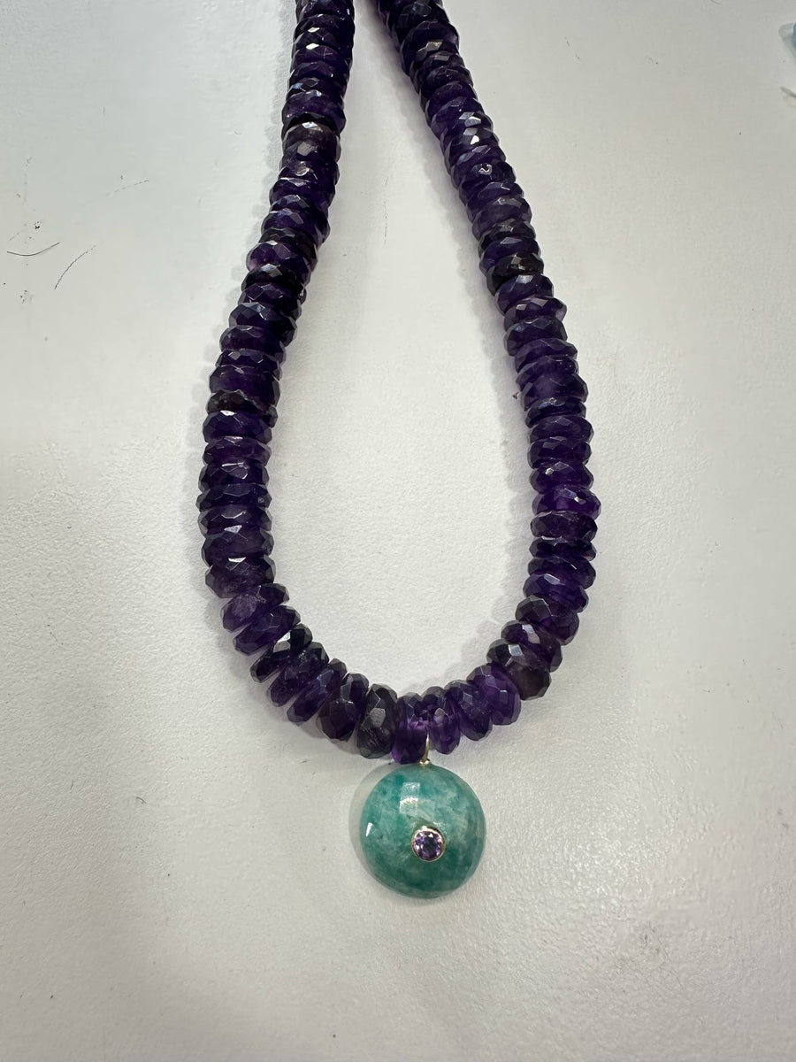 One-of-a-Kind Purple Semiprecious Turquoise Pendant Necklace