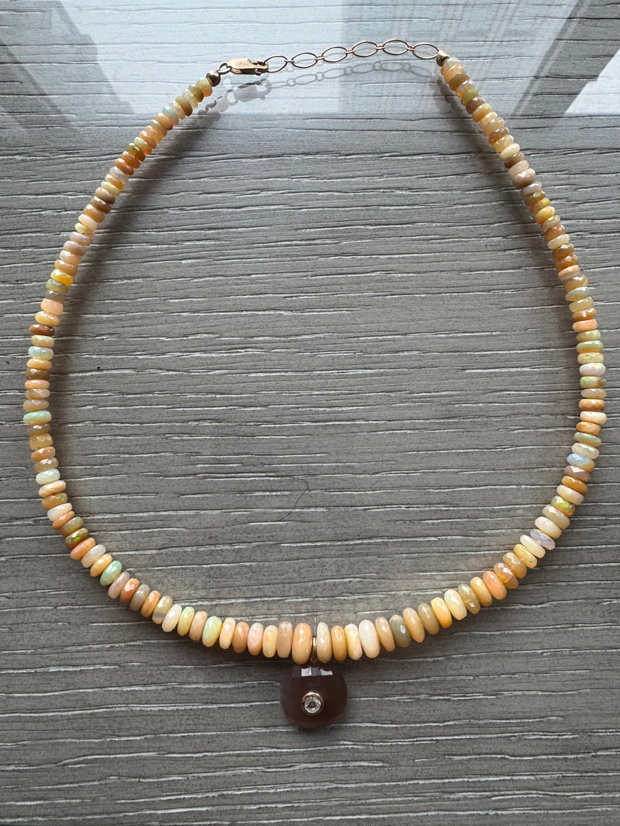 One-of-a-Kind Yellow Yellow Opal Round Pendant Necklace