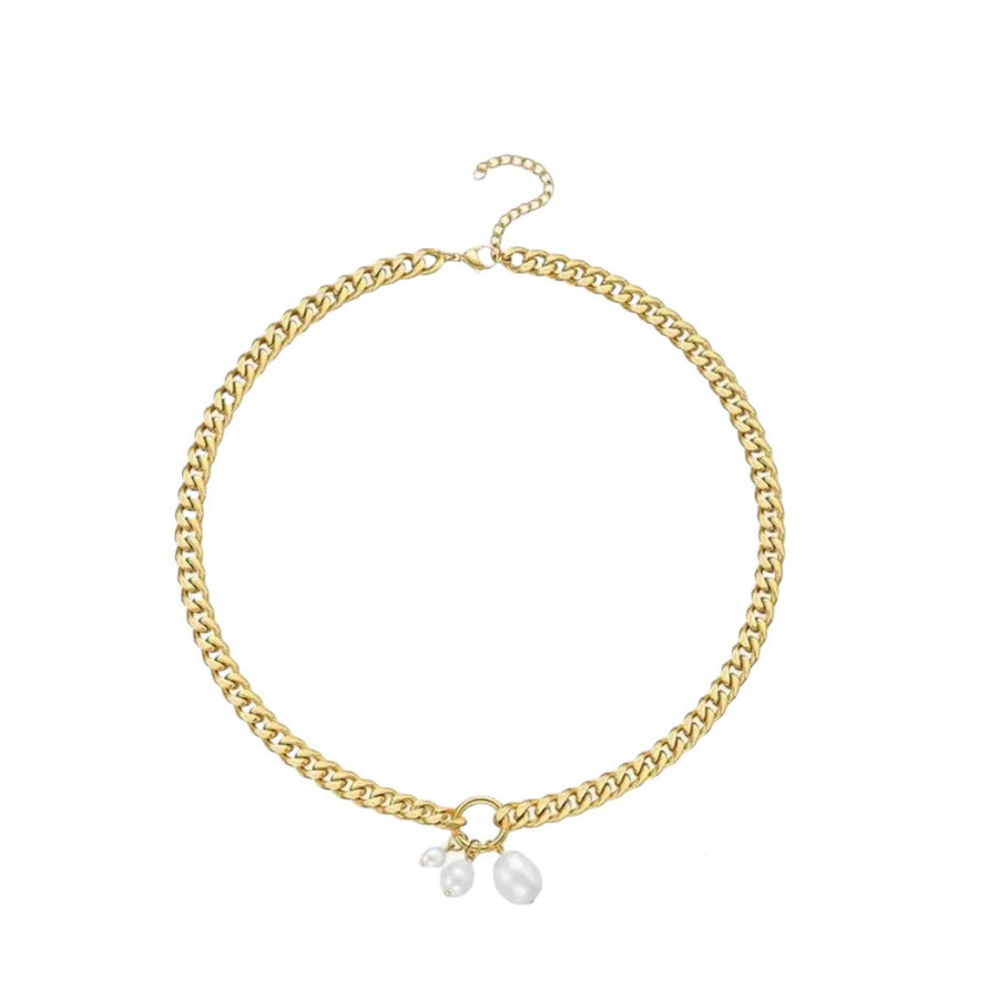 Cuban Link Pearl Toggle Necklace