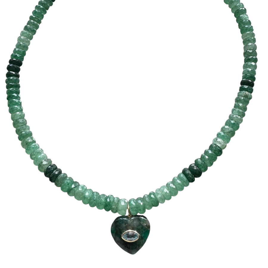 One-of-a-Kind Green Heart Gemstone Necklace