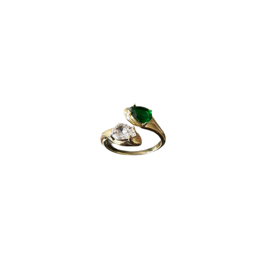 Green White Wrap Ring