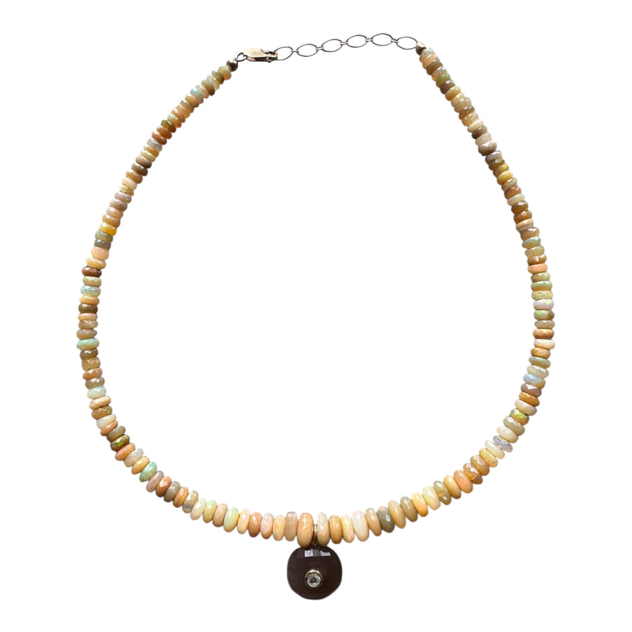 One-of-a-Kind Yellow Yellow Opal Round Pendant Necklace