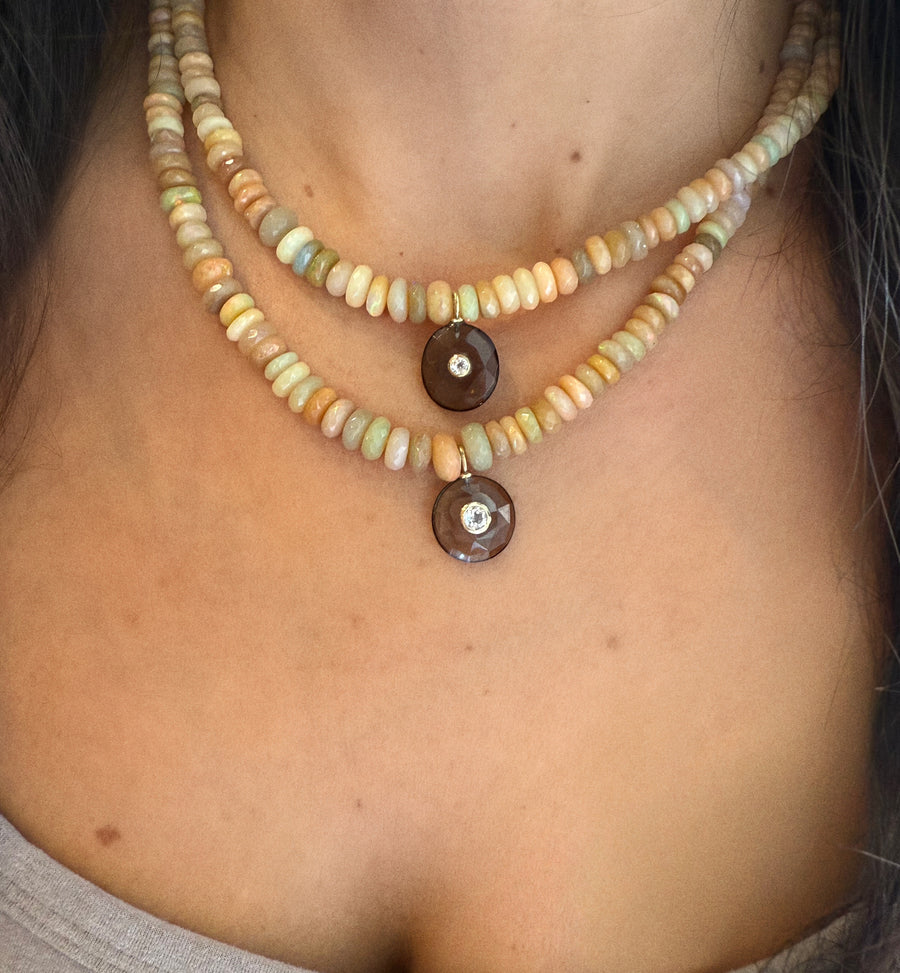 One-of-a-Kind Yellow Opal Round Pendant Necklace