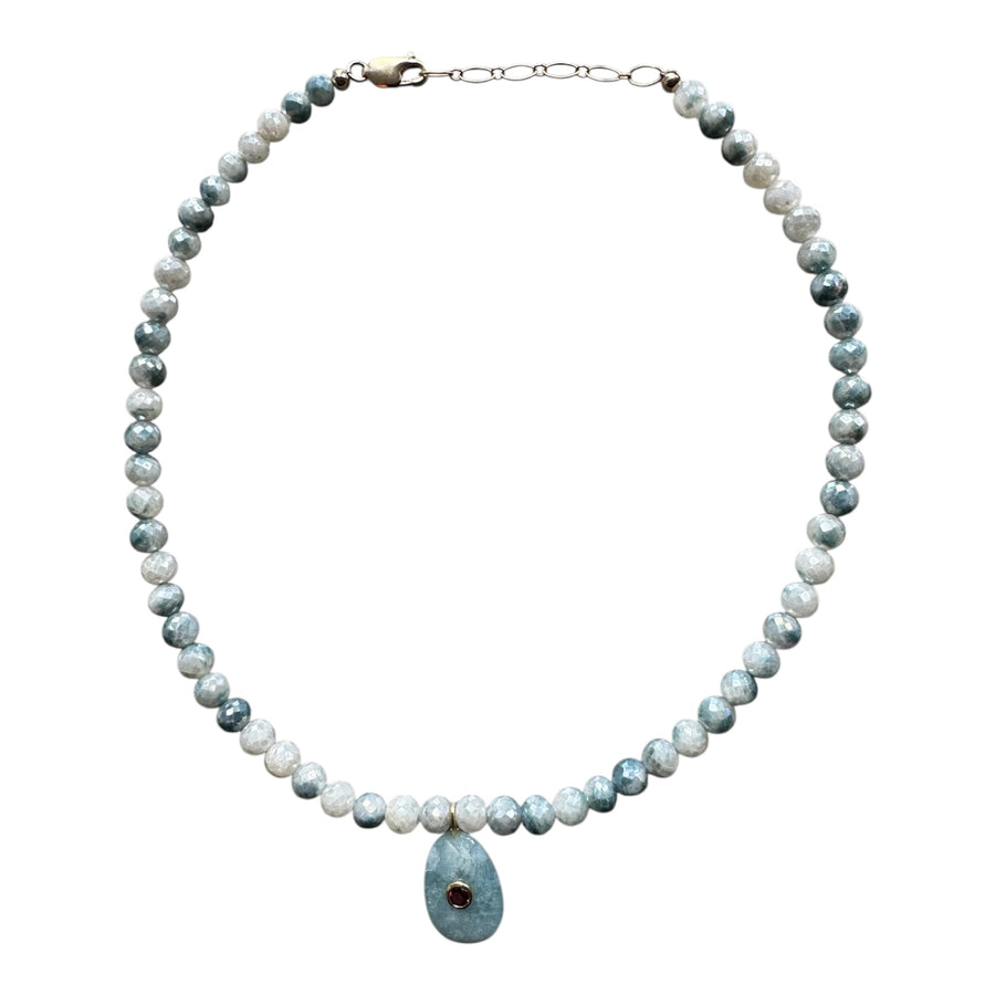 One-of-a-Kind Blue Silverite Oval Larimar Pendant Necklace