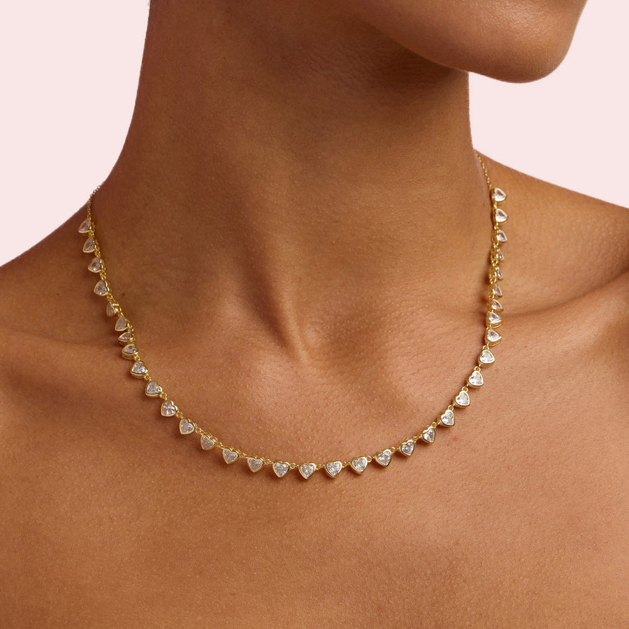 Heart Tennis Necklace