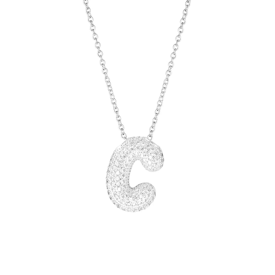 Pavé Bubble Initial Necklace