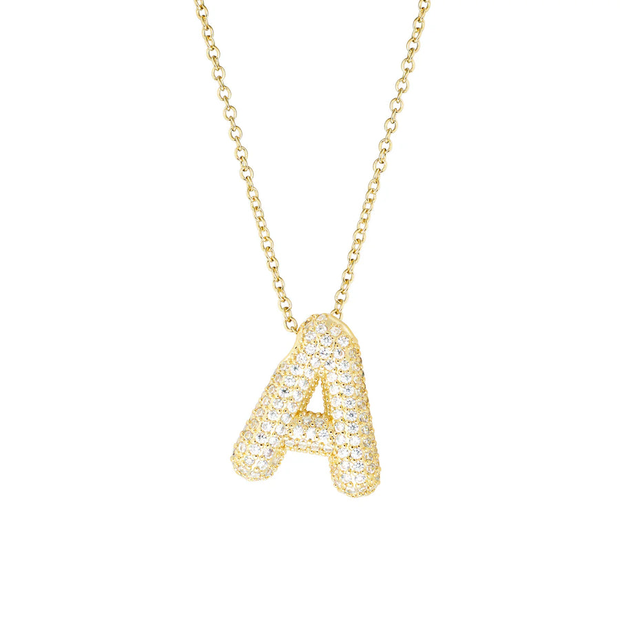 Pavé Bubble Initial Necklace