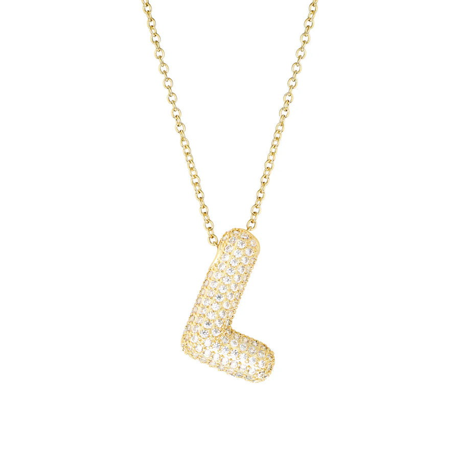 Pavé Bubble Initial Necklace