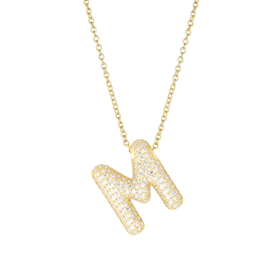 Pavé Bubble Initial Necklace