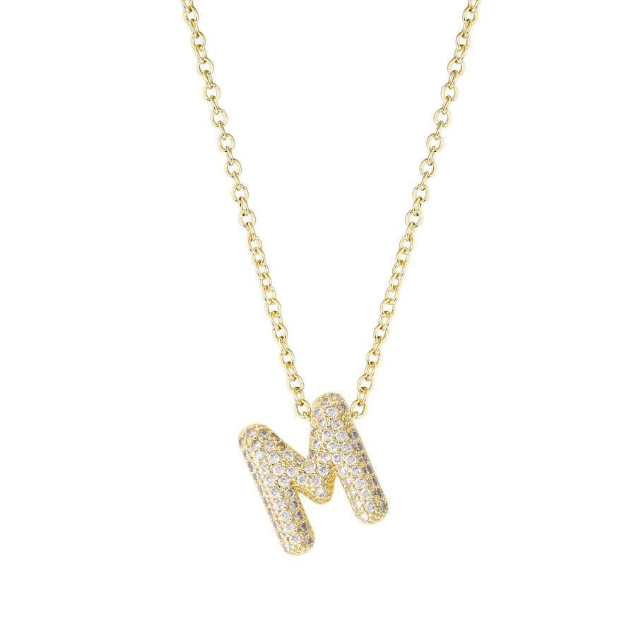 Pavé Bubble Initial Necklace