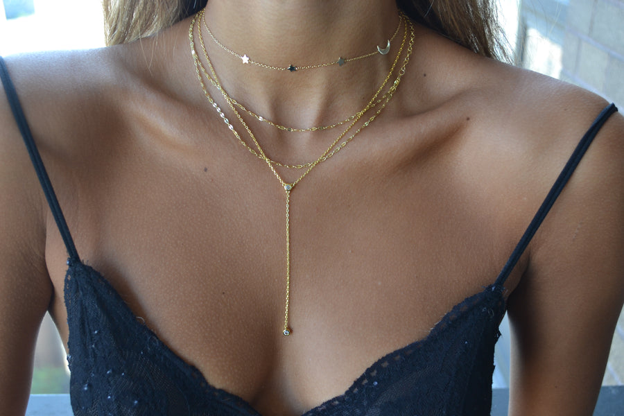 Double Circle Lariat Necklace - Alex Mika Jewelry