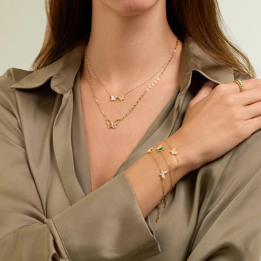 Triple Pearl Butterfly Bracelet
