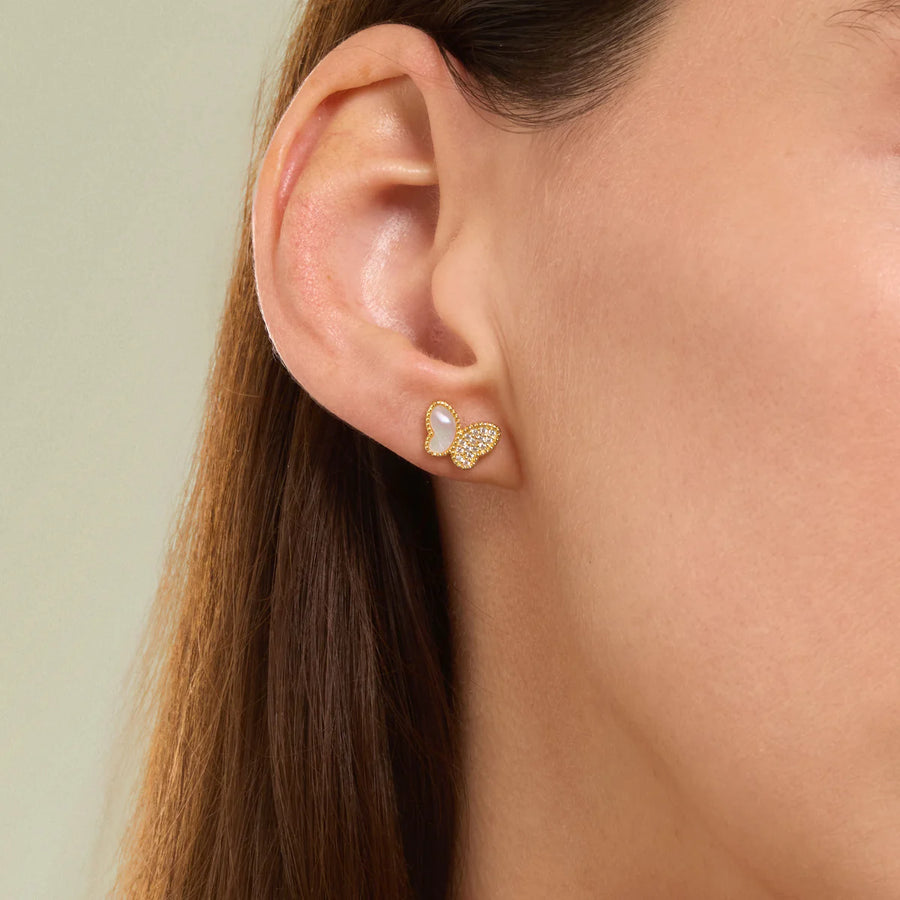 Pavé Pearl Butterfly Stud Earring