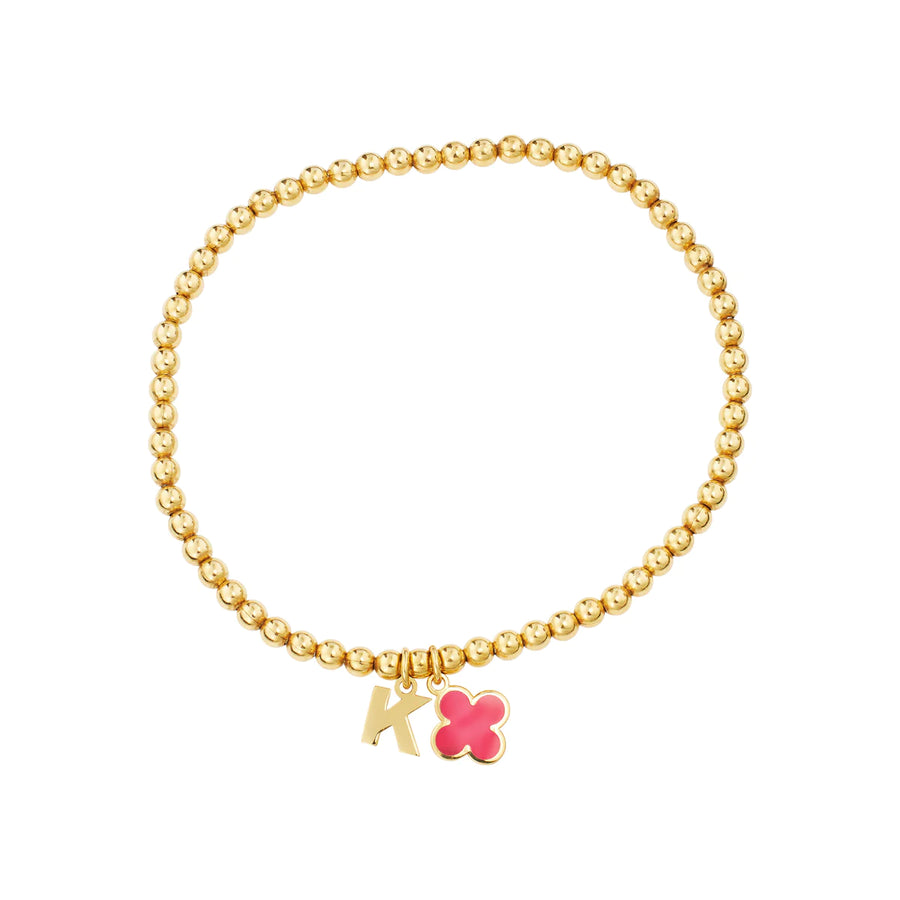 Beaded Initial Clover Bracelet Bracelet - Alex Mika Jewelry