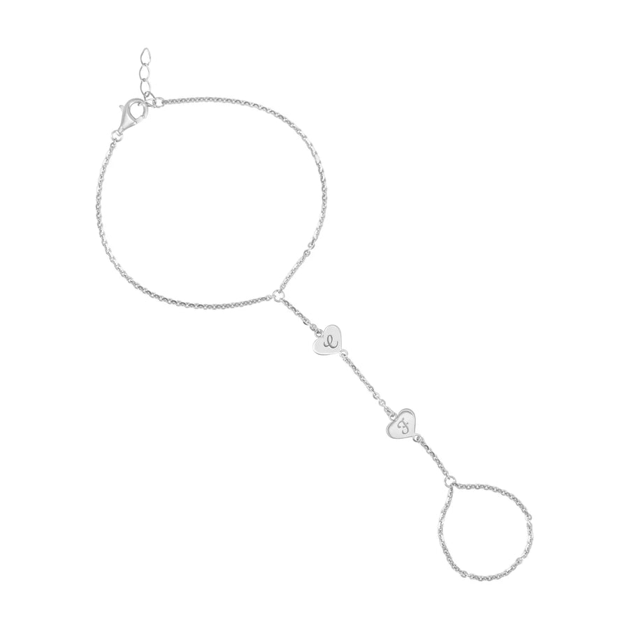 Double Heart Initial Hand Chain