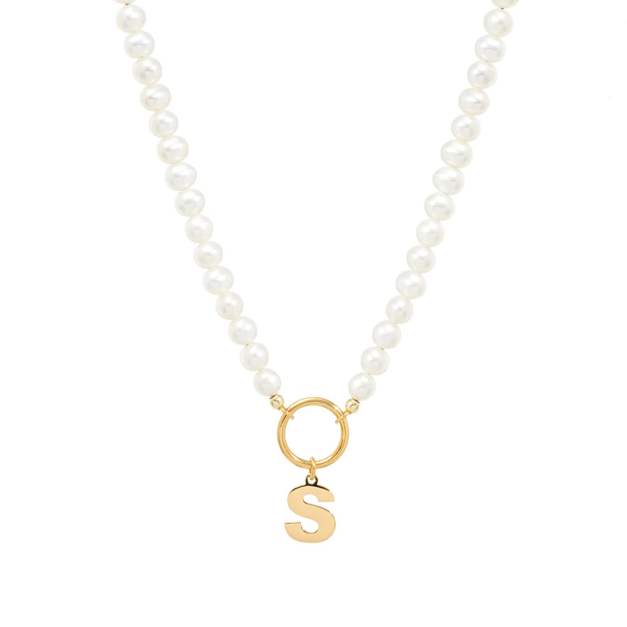 Initial Toggle Pearl Necklace