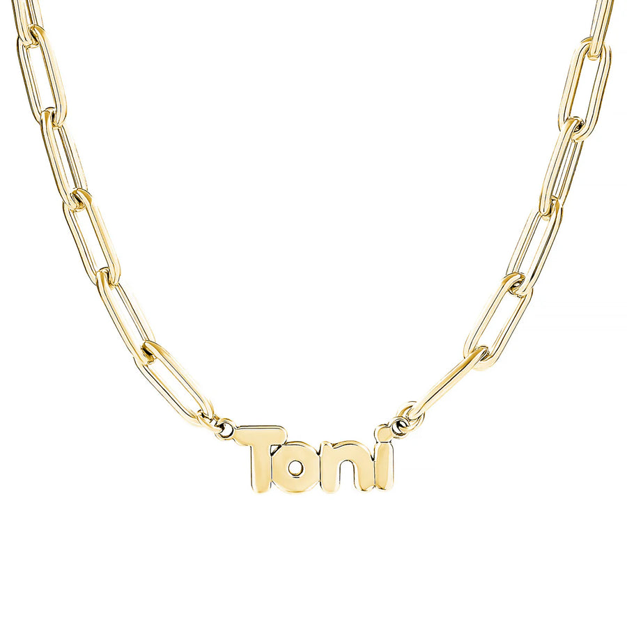 Bubble Name Paperclip Necklace