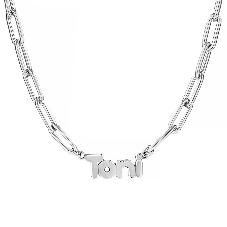 Bubble Name Paperclip Necklace