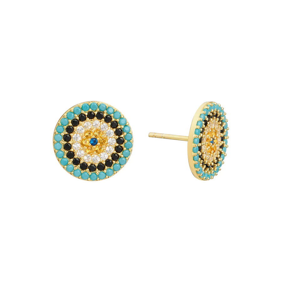 Round Evil Eye Stud Earring Earring - Alex Mika Jewelry
