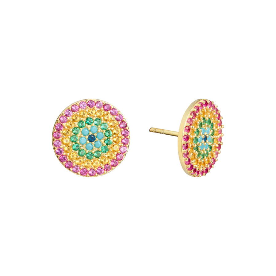 Round Evil Eye Stud Earring Earring - Alex Mika Jewelry