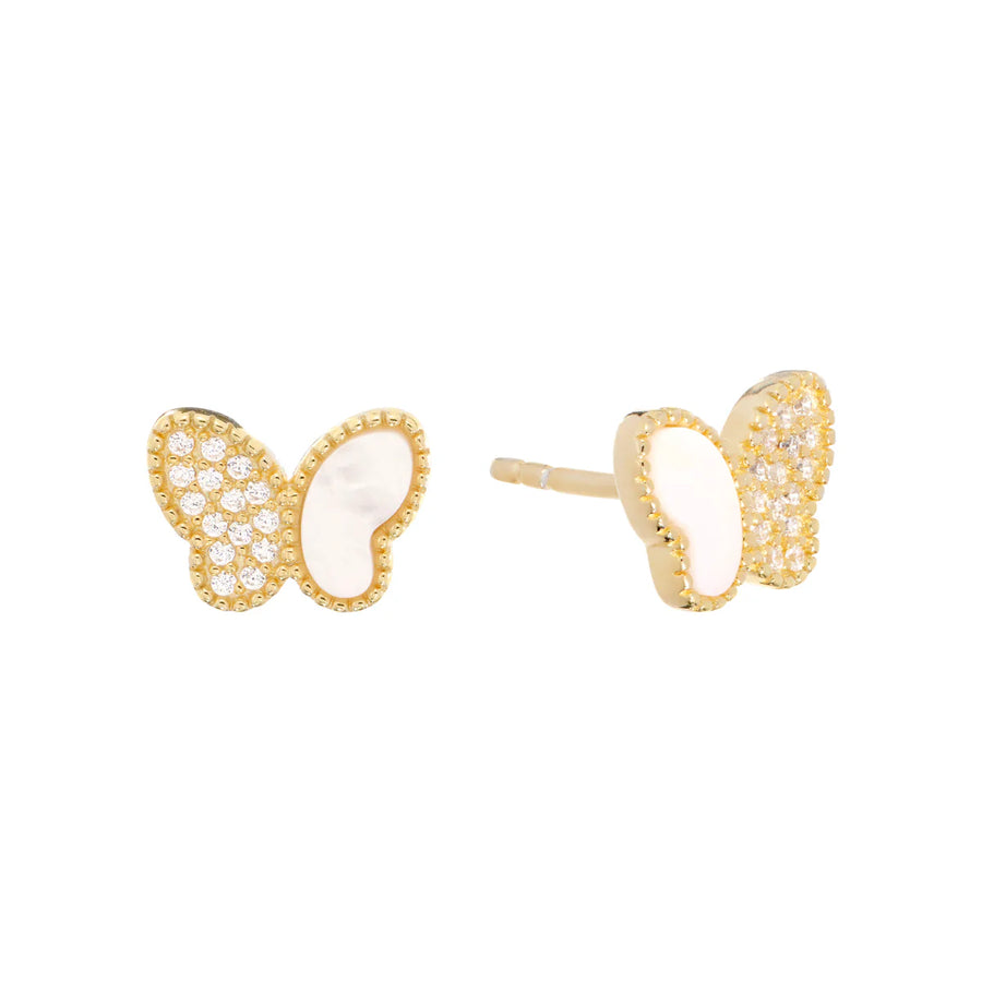 Pavé Pearl Butterfly Stud Earring