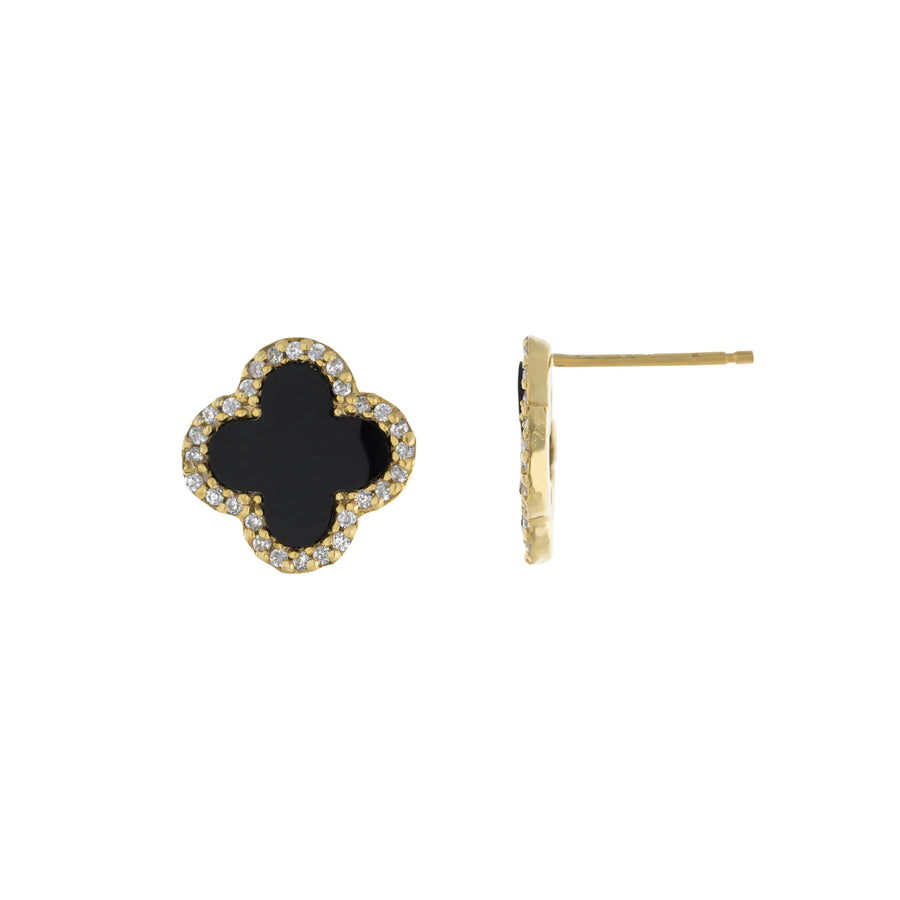 Mother of Pearl Pavé Clover Stud Earring Earring - Alex Mika Jewelry