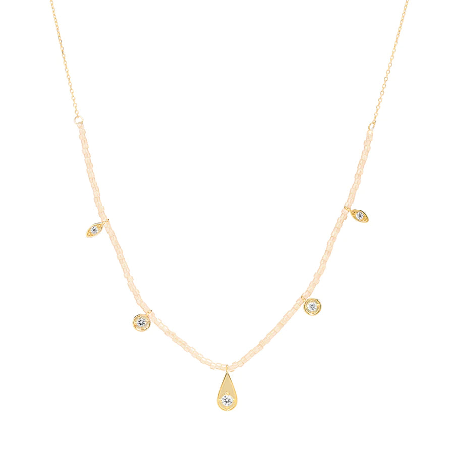 Beaded Teardrop Bezel Necklace