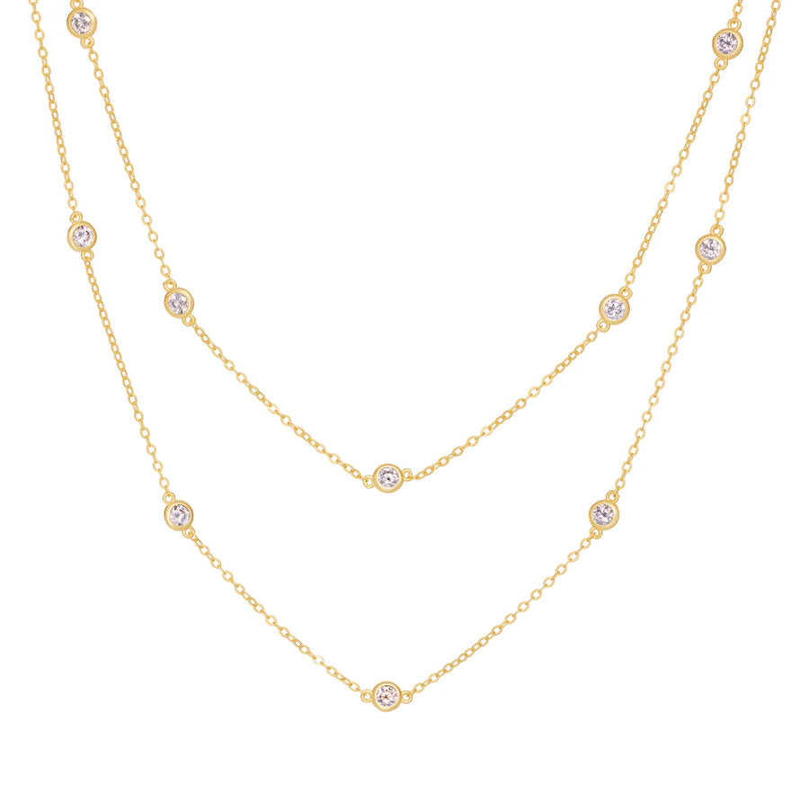 Double Layer Multi Bezel Necklace
