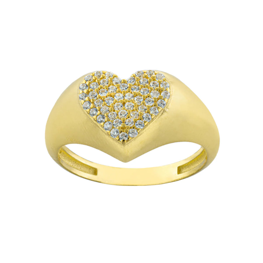 Pavé Heart Signet Ring