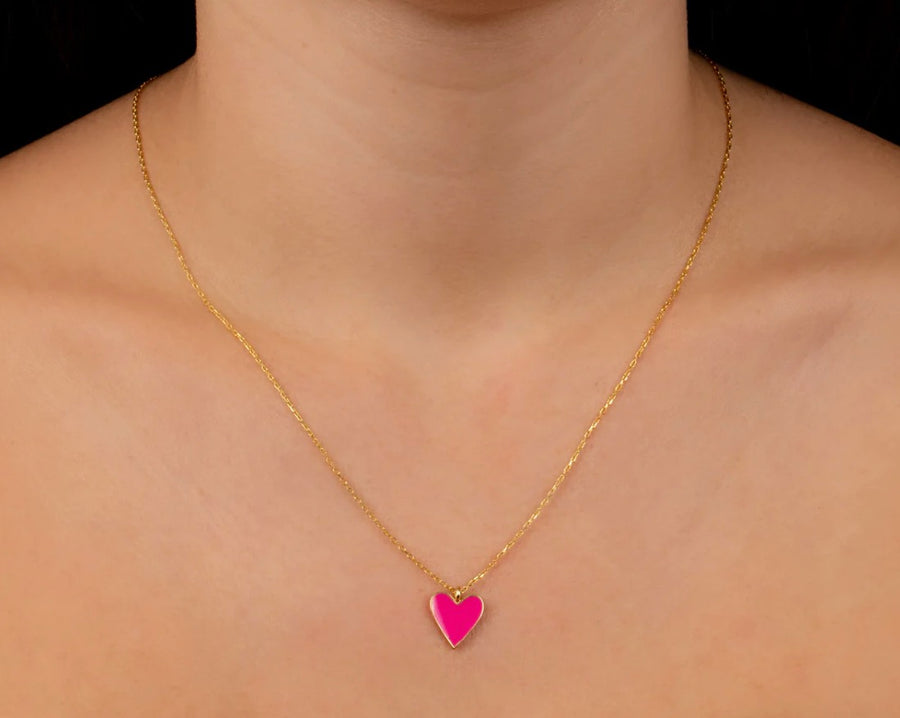 Neon Pink Heart Necklace