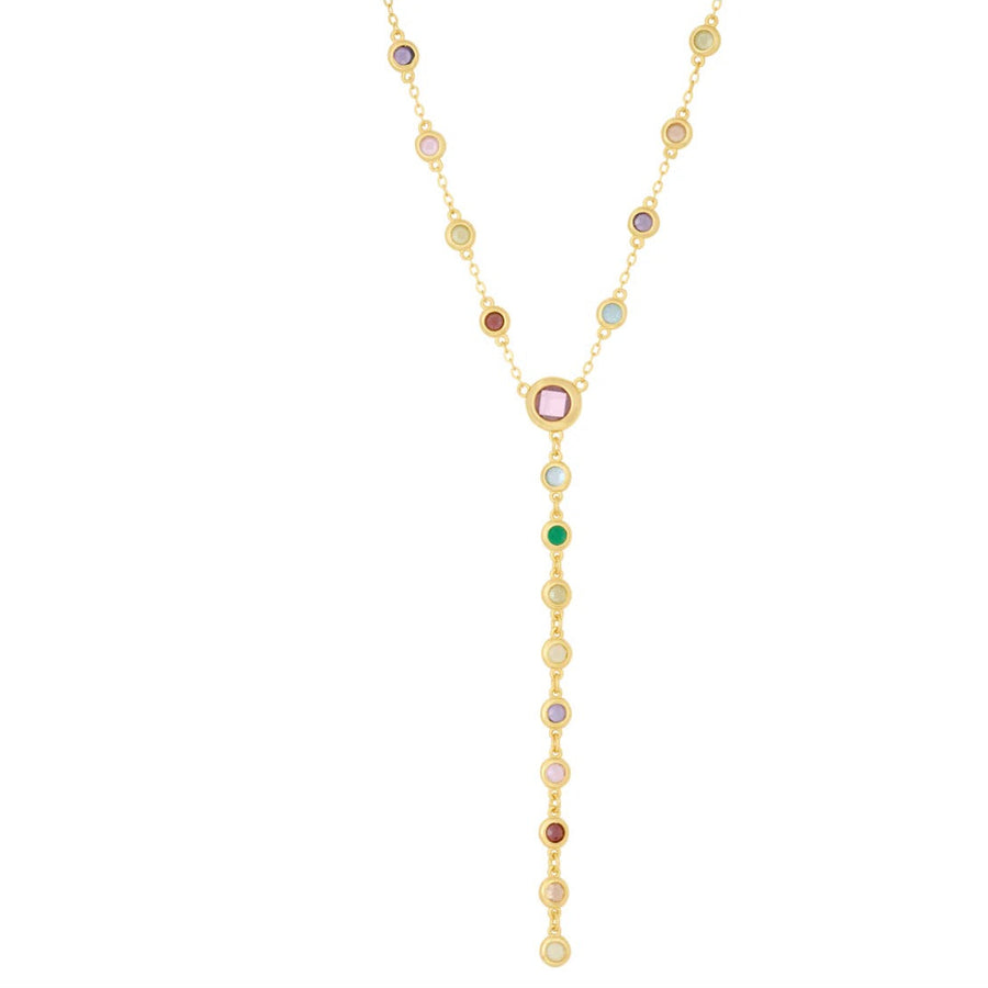 Multi Color Bezel Lariat