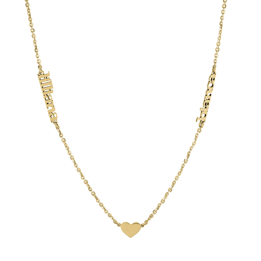 Double Name Heart Necklace Necklace - Alex Mika Jewelry