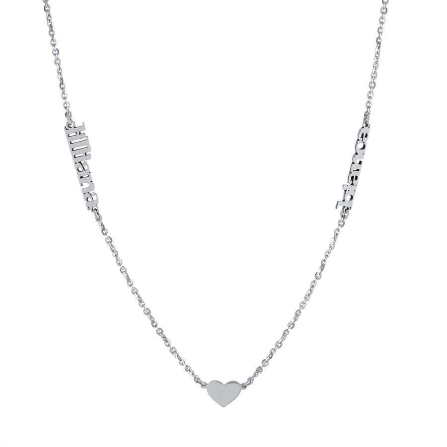 Double Name Heart Necklace Necklace - Alex Mika Jewelry