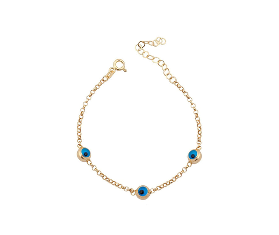 14k Gold Diamond Evil Eye Paperclip Bracelet - Lexie Jordan Jewelry