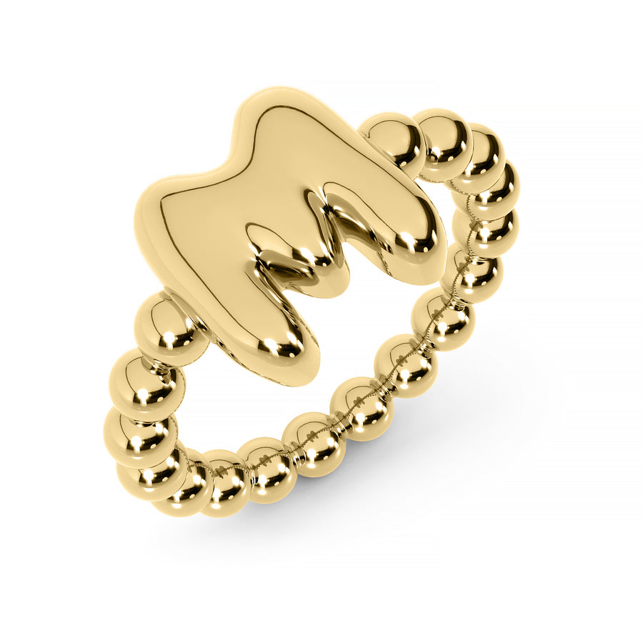 14K Bubble Initial Ball Ring