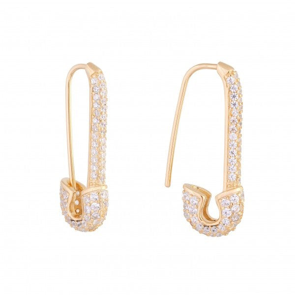 CZ Safety Pin Earring Earring - Alex Mika Jewelry
