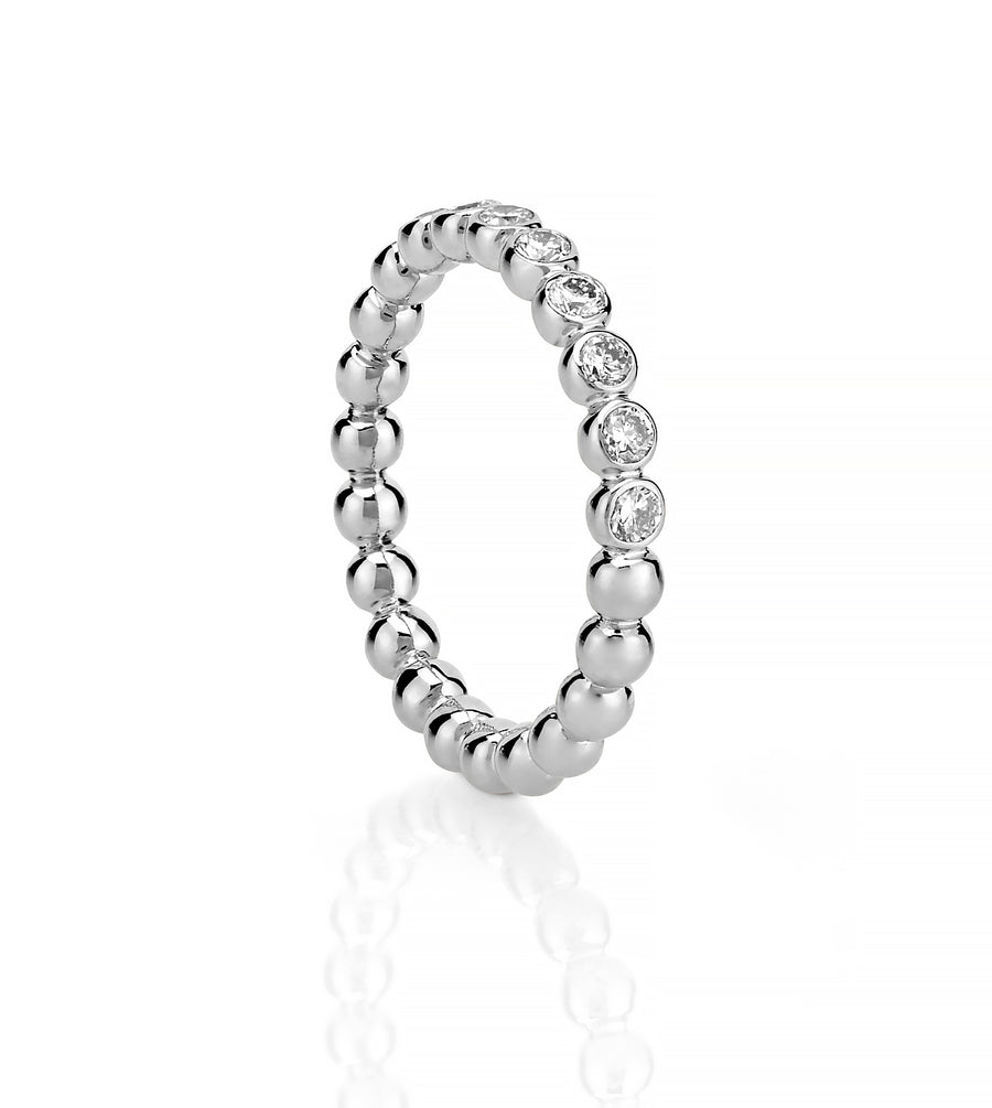 14K Halfway Diamond Ball Ring Rings - Alex Mika Jewelry