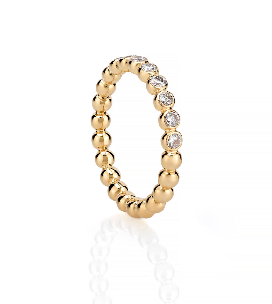 14K Halfway Diamond Ball Ring Rings - Alex Mika Jewelry