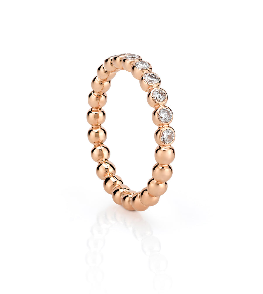 14K Halfway Diamond Ball Ring Rings - Alex Mika Jewelry