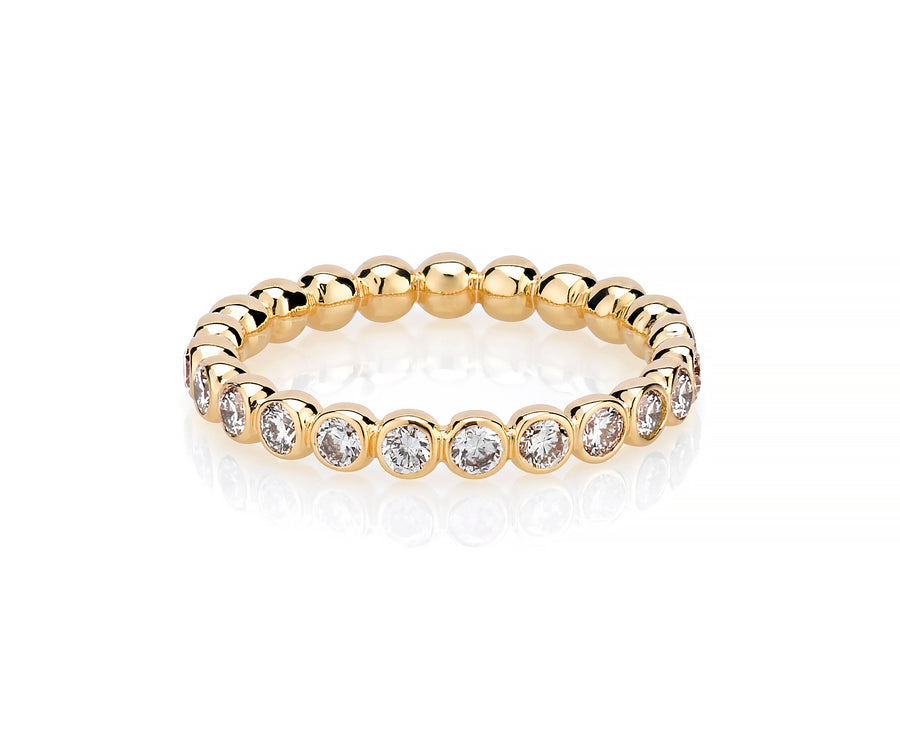 14K Halfway Diamond Ball Ring Rings - Alex Mika Jewelry