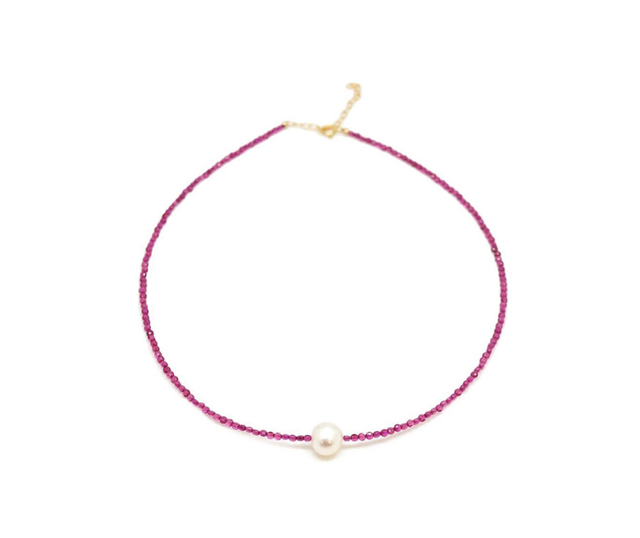 Ruby Pearl Choker Necklace - Alex Mika Jewelry