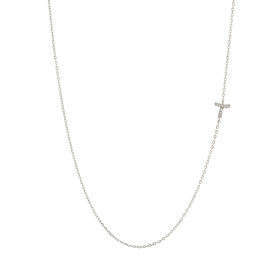 Asymmetrical initial hotsell necklace silver