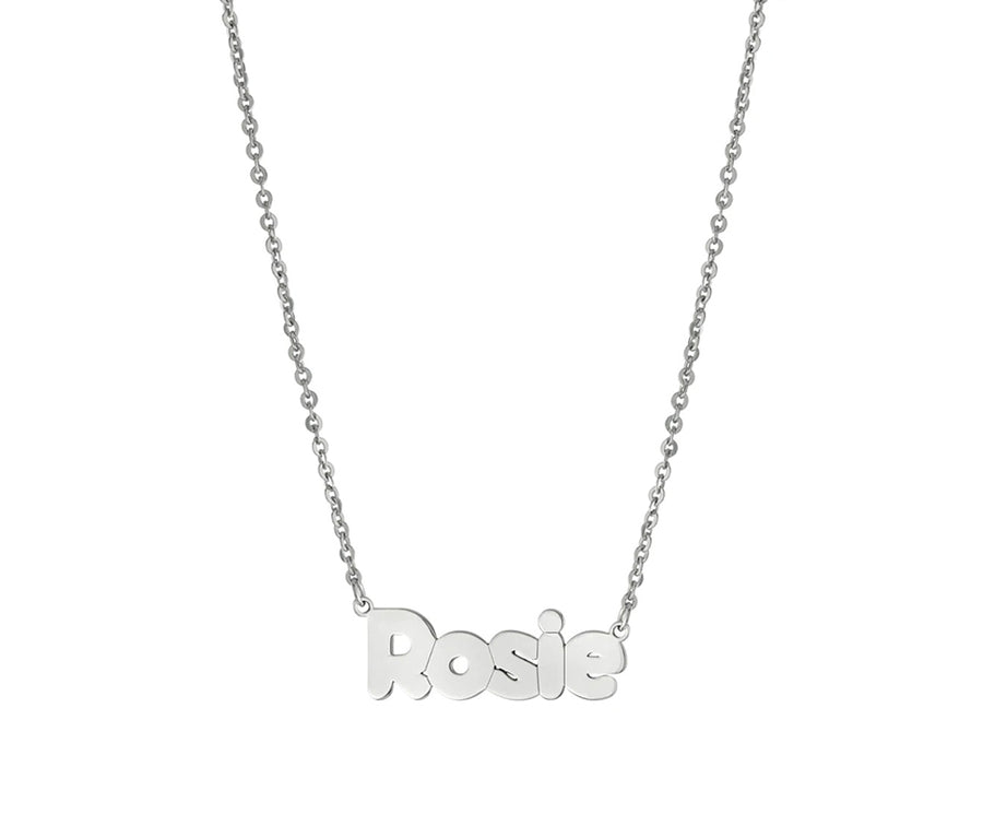 Smooth Bubble Letter Necklace Necklace - Alex Mika Jewelry
